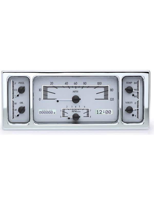 Dakota Digital VHX-35F-S-W Analog Dash Gauge System Compatible with 1935, 1936 and 1939 Ford Car Silver Alloy White Backlighting