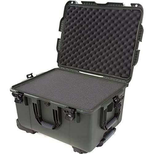 NANUK 960 Wheeled Series Lightweight NK-7 Resin Waterproof Protective Rolling Case with Foam, Olive