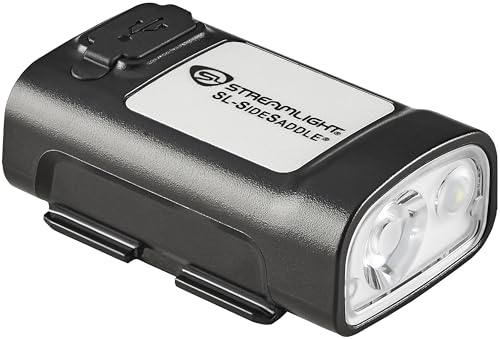 Streamlight SL-Sidesaddle 61621 400-Lumen USB Rechargeable Hands-Free Universal Hard Hat, Helmet, and Headgear LED Light with Mount Kit, Rechargeable Battery, USB-C Cable, Black