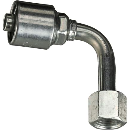 Gates 20G-20FJX90L MegaCrimp XBULK Couplings, Female JIC 37 Flare Swivel, Zinc Plated Carbon Steel, 6.22", 90° Bent Tube, 1 1/4" ID (Pack of 12)