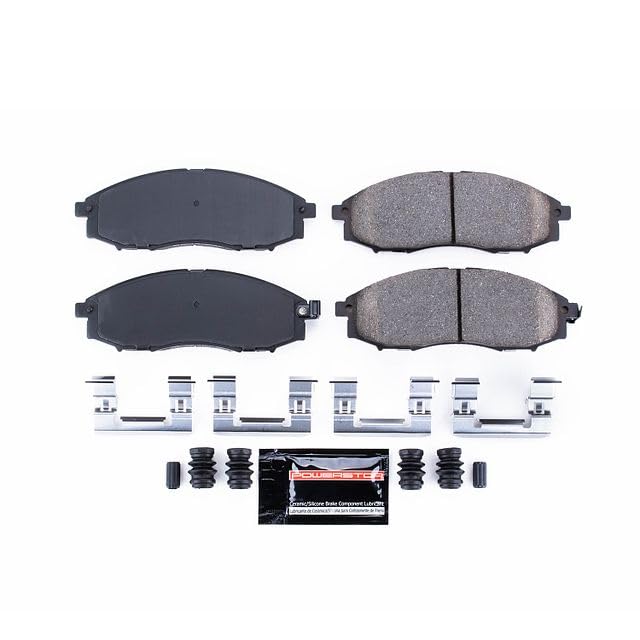 Power Stop Z23-830 Z23 Evolution Sport Carbon Fiber Infused Ceramic Brake Pads with Hardware For Nissan Frontier 2003-2004, Nissan Xterra 2000-2004 [Model Specific]