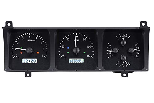 Dakota Digital VHX System Compatible with 1986-91 Jeep Wagoneer/J-Trucks Black Alloy Style Face w/White Display