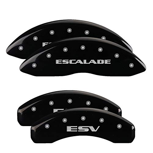 Brake Caliper Covers MGP - Compatible with 2021-2025 Cadillac Escalade, 2023 ESV (Requires 18"+ Wheels) Powder-Coated Finish, 4 PCS Front and Rear (Black - Escalade/ESV Engraving)