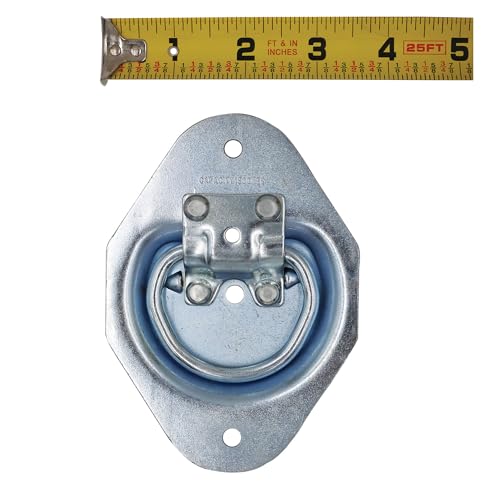 Bolt On Light Duty Recessed Mount D-Ring, 1/4" Diameter, 2" x 1 1/4" 1,500 lb 4 Pk