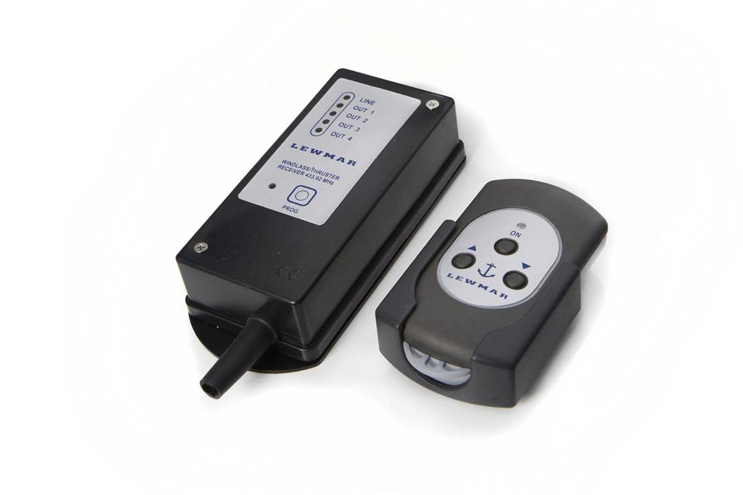 Lewmar Wireless Remote Kit 3-Button Windlass – High-strength, glass-reinforced construction and high-density rubber gasket; includdes 3 meter connecting cable, watertight deck fitting, support bracket
