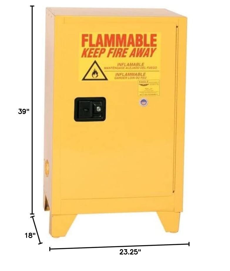 1 Door, 12 Gallon, Self Close, Flammable Liquid Cabinet, Space Saver, Tower™, Yellow - 1924XLEGS