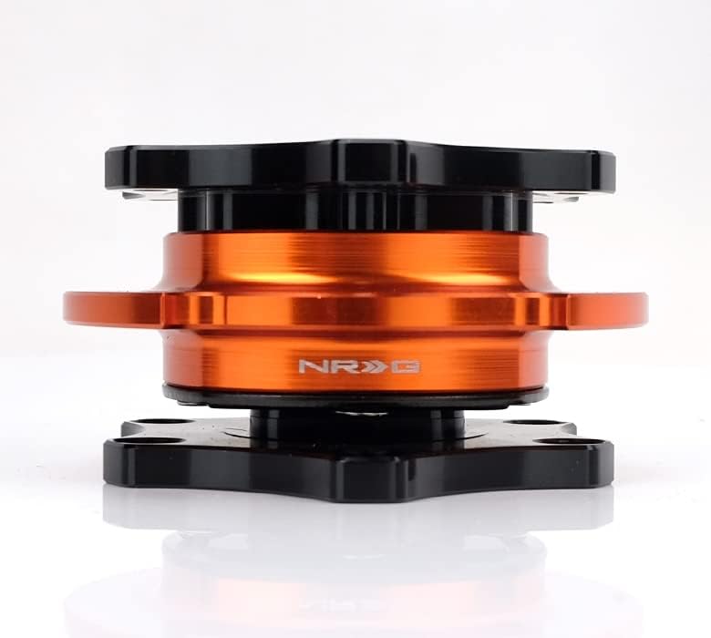 NRG Innovations SFI 42.1 Spec D shaped NRG-SRK-R200BK-OR Steering Wheel Quick Release Short Hub Adapter, 6x70mm Bolt Pattern Black Shinny Body/Orange Shinny Ring
