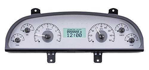 Dakota Digital VHX-94C-CAP-S-W Gauge Instrument System Compatible with 1994-96 Chevy Caprice/Impala SS Silver Alloy White Backlighting