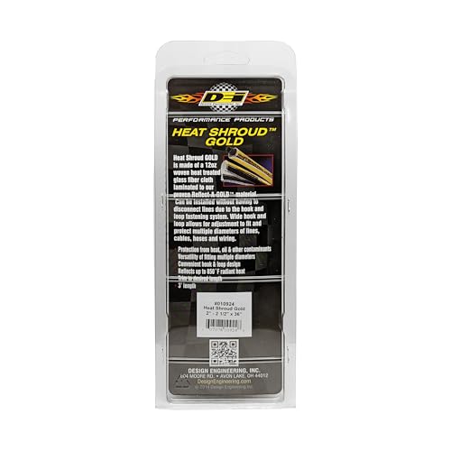 Heat Shroud GOLD Design Engineering 10924 2-2.5" ID x 36" Line Sleeving Hi-Temp Protection up to 800°F (with Hook and Loop Closure)
