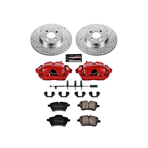 Power Stop Z23 KC5784 Evolution Sport Front Caliper Brake Kit- Brake Rotor, Carbon-Fiber Ceramic Brake Pads and Brake Caliper For Mini Cooper 2007 [Model Specific]