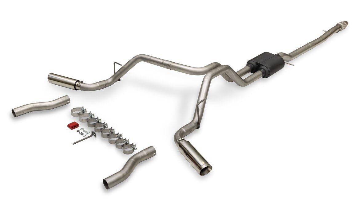 American Thunder Flowmaster 818158 Cat-Back Exhaust Kit 2.5 Inch Aluminized Steel Dual Rear Exit Compatible with 2019-2023 Ford Ranger 2.3L 2 or 4WD Super Crew Cab 5-foot bed and Super Cab 6-foot bed