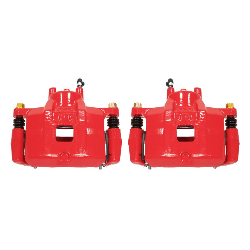 Power Stop Pair of High-Temp Red Powder Coated Front Calipers For Dodge Caliber 2007-2012 [Model Specific]