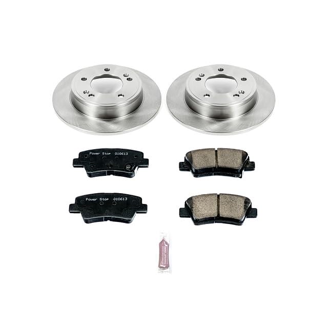 Power Stop KOE6502 Rear Replacement Brake Kit-OE Brake Rotors & Ceramic Brake Pads For Elantra GT, Veloster, Velos, Forte, Forte Koup, Forte5, Soul [Model Specific]