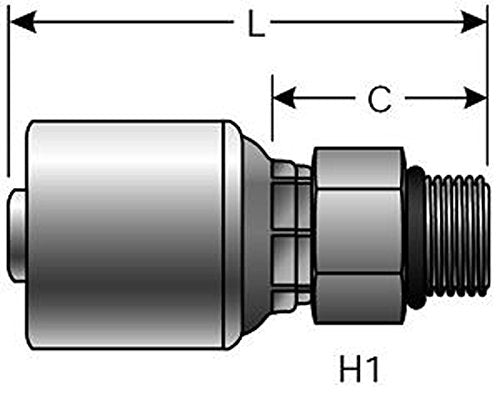 MegaCrimp Gates 12G-16MB Couplings, Male O-Ring Boss, Zinc Plated Carbon Steel, 3.44", 3/4" ID