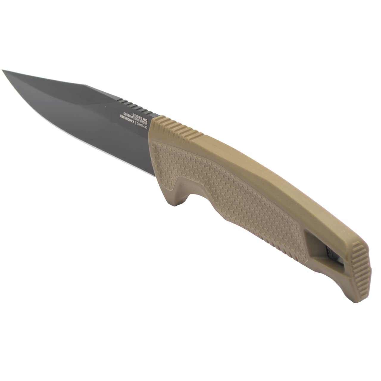 Recondo FX SOG Professional Fixed Blade Duty Knife | Straight Edge, Stainless Steel Blade, Overmolded Rubberized Grip, FDE