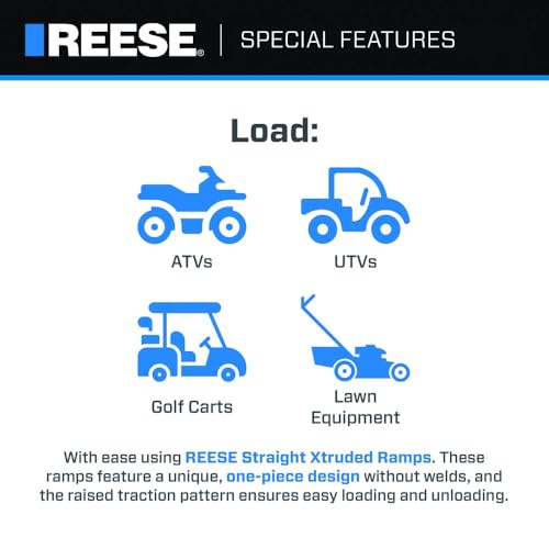 Heavy Duty Reese Straight Aluminum Loading Ramp, 11.5 Inch x 80 Inch, 2,000 lbs. Capacity, Pair
