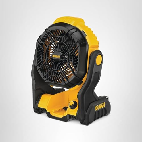 DEWALT Portable Fan 20V MAX, Battery Powered Rechargeable Cordless Shop Fan, Up to 4.5 Hrs Runtime, Variable Speed, 650 CFM, Tool Only (DCE512B)