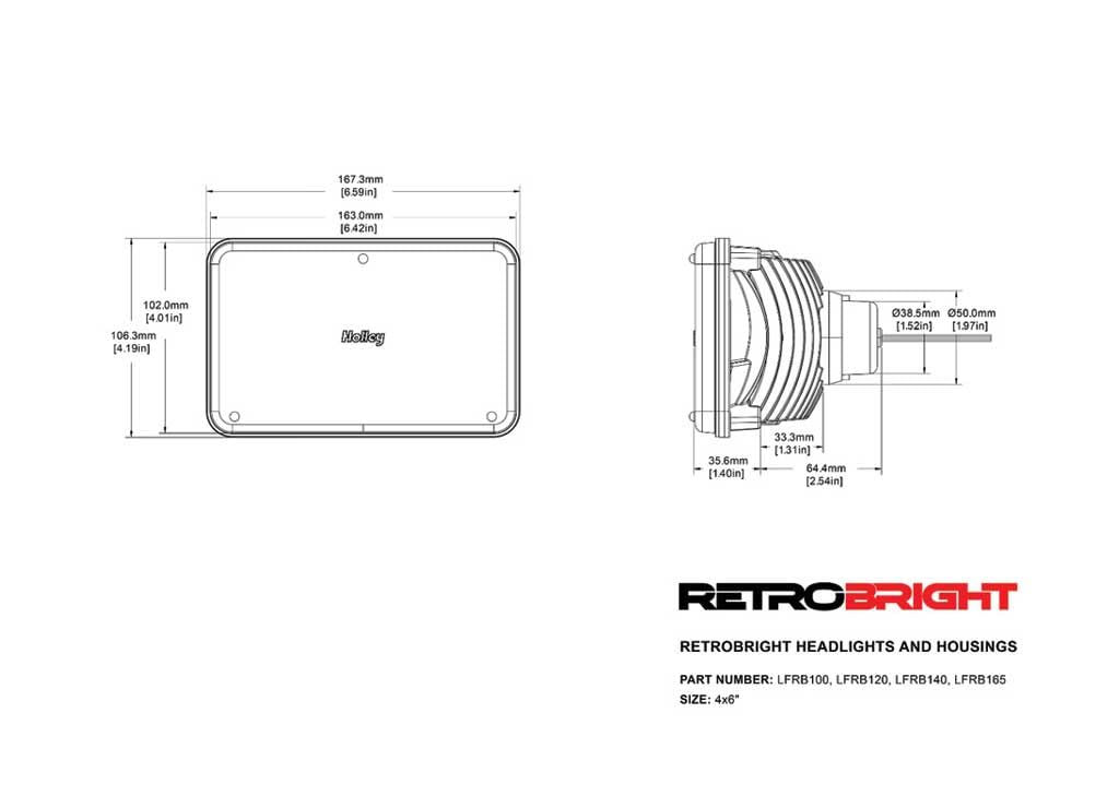 Holley LED Forward Facing Light - Retrobright LFRB185 - Housing Only - Clear Lens - Sold Individually