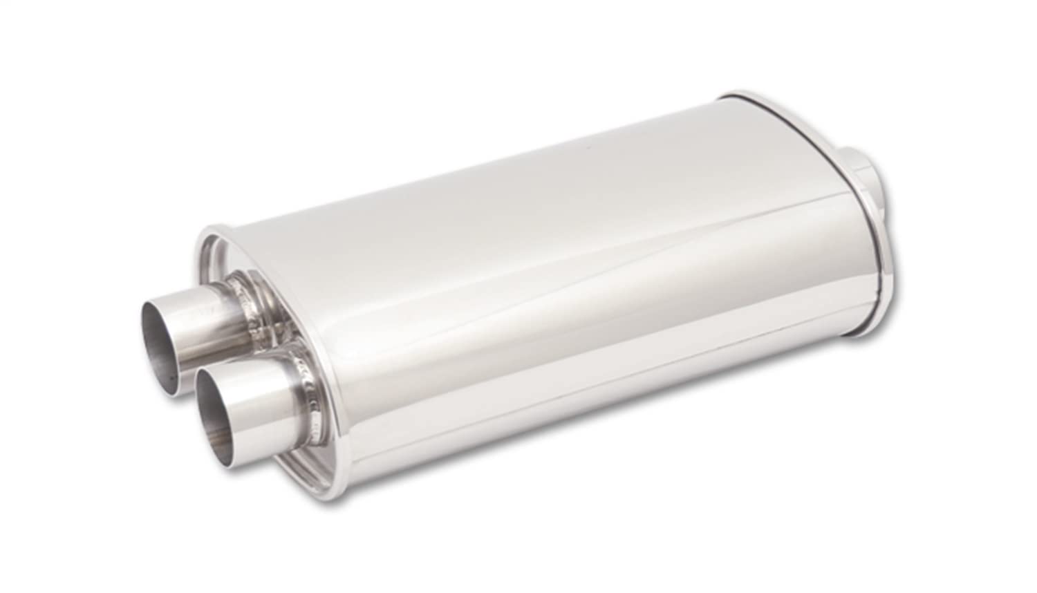 Muffler Vibrant, Streetpower, 3 in Center Inlet, Dual 3 in Outlets, 15 x 5 x 9 in Oval Body, 20 in Long, Stainless, Polished, Universal, Each