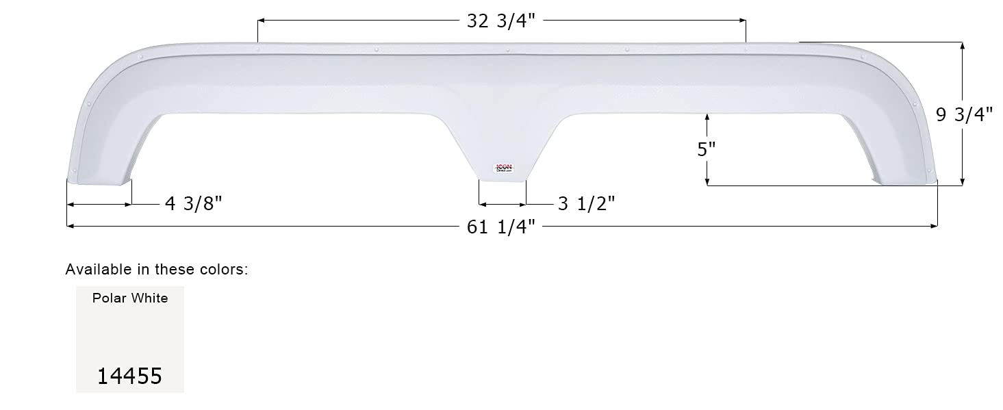 Fender Skirt ICON 14455, Tandem, Forest River, FS4455, Polar White