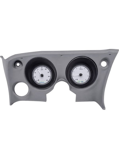 VHX-68C-VET-S-W Dakota Digital Compatible with 1968-77 Chevy Corvette Analog Dash Gauge System with Digital Clock Silver Alloy White