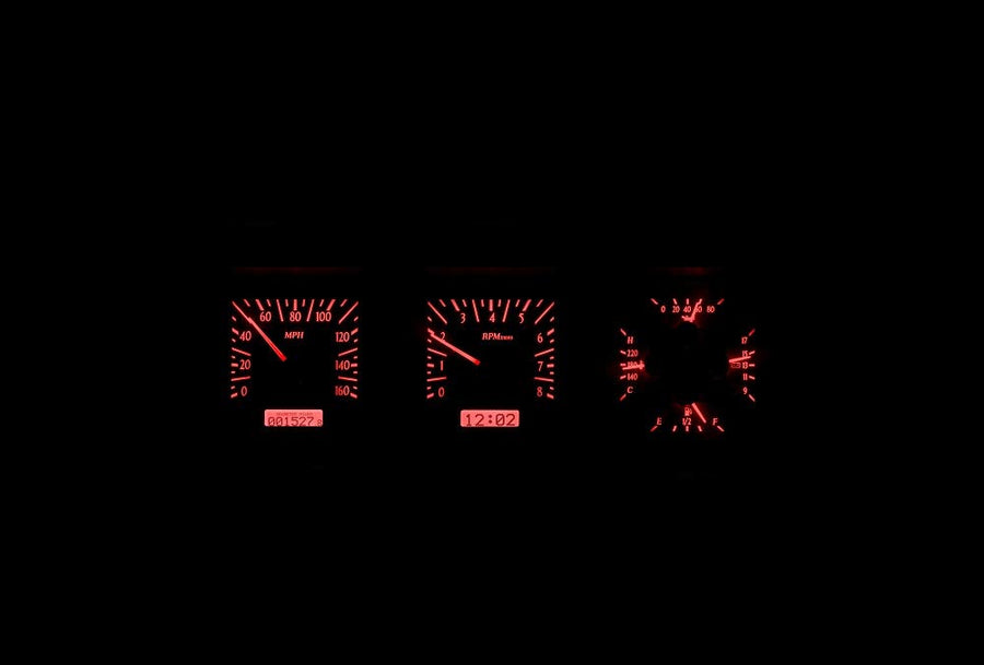Dakota Digital VHX System Compatible with 1980-86 Ford Pickup-Black Alloy Style Face w/Red Display