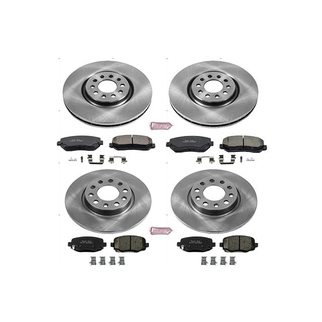 Power Stop Autospecialty KOE6539 Front and Rear Replacement Brake Kit-OE Brake Rotors & Ceramic Brake Pads For 2015 2016 2017 Chrysler 200 | 2014-2021 Jeep Cherokee Single Piston Caliper Models