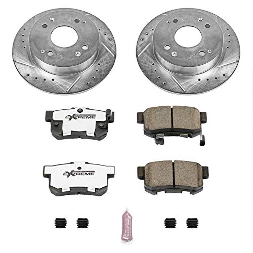 Power Stop K701-26 Z26 Carbon Fiber Brake Pads Rear with Drilled & Slotted Brake Rotors Kit For Acura CL 1997, Honda Accord 1991-1997 [Model Specific]