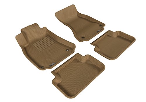 Complete Set 3D MAXpider Custom Fit All-Weather Floor Mat for Select Audi A4/S4/RS4 Models - Kagu Rubber (Tan)