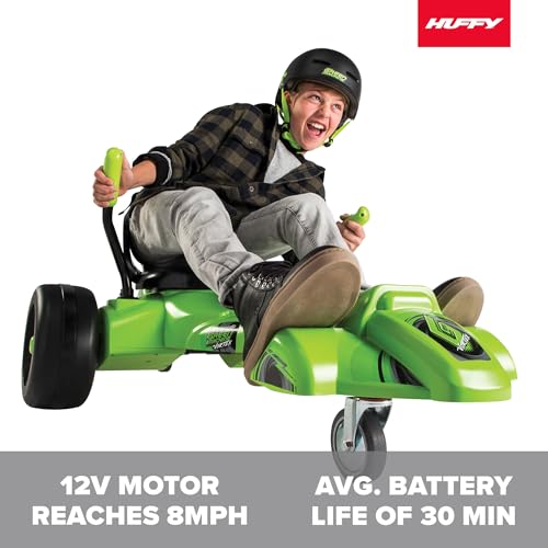Huffy Vortex Green Machine 12V Battery Powered Ride On, Ideal for Ages 8+, Easy to Operate, Adjustable Frame, Endless Fun, Balanced Spins and Wheelies, 8 MPH, Max Weight 150 Pounds
