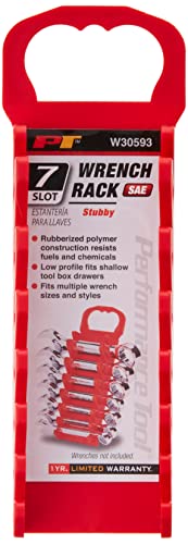 W30593 Performance Tool Rubberized Polymer Wrench Holder for SAE Sizes 5/16-Inch to 11/16-Inch - Non-Slip, Space Saving, Chemical Resistant
