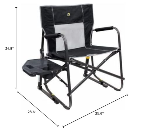 Freestyle Folding Rocker with Side Table, Black, XL 400 Lb. Capacity - 2 Quantity