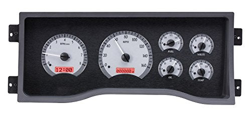 Dakota Digital 95-98 Chevy GM Analog Gauge Kit Full Size Pickup Truck Silver Alloy Red VHX-95C-PU-S-R
