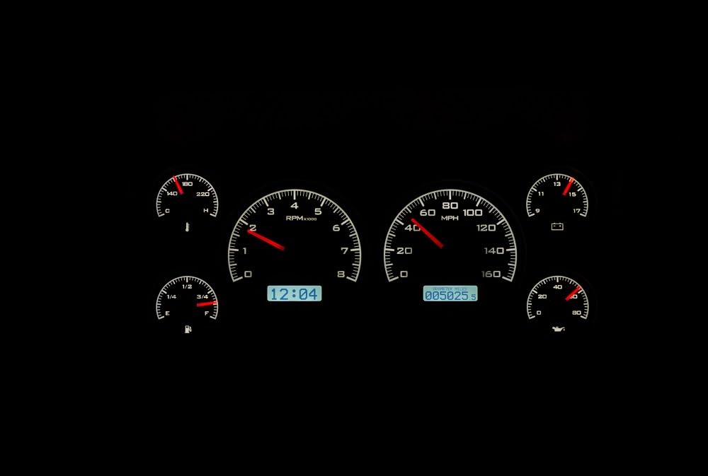 Dakota Digital VHX-86C-S-10-K-W Analog Dash Gauge System with Compatible 1986-93 Chevy/GMC S-10/ S-15 Pickups and 1986-94 S-10/ S-15 Blazers/Jimmy, Black Alloy Style, White Backlighting