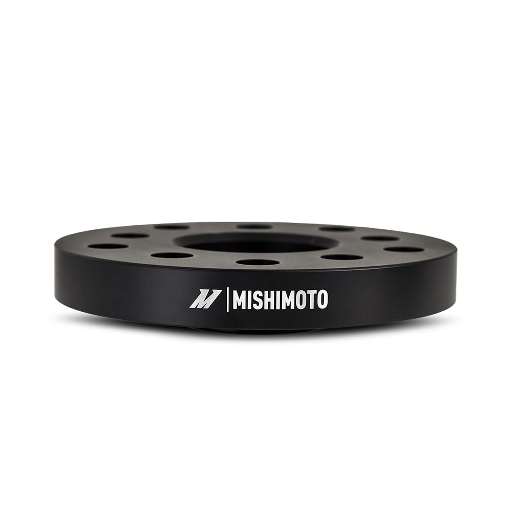 Mishimoto 5x100 / 5x112 Wheel Spacers, 57.1 Center Bore, M14x1.5, 15mm Thick, Black