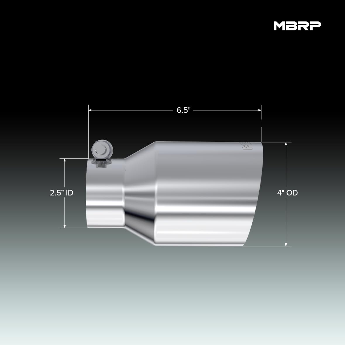 MBRP T304 Universal SS Tip 4in OD/2.5in Inlet/6.5in L