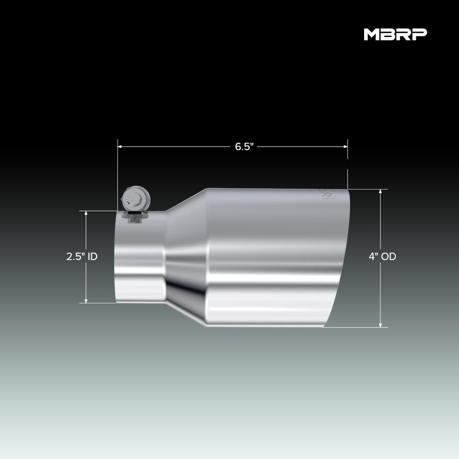 MBRP T304 Universal SS Tip 4in OD/2.5in Inlet/6.5in L
