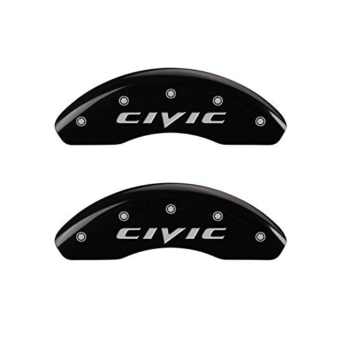 MGP Caliper Covers Black Powder Coat Finish 20107SHONBK Engraved Caliper Cover with Silver Characters, Set of 4 "Honda"