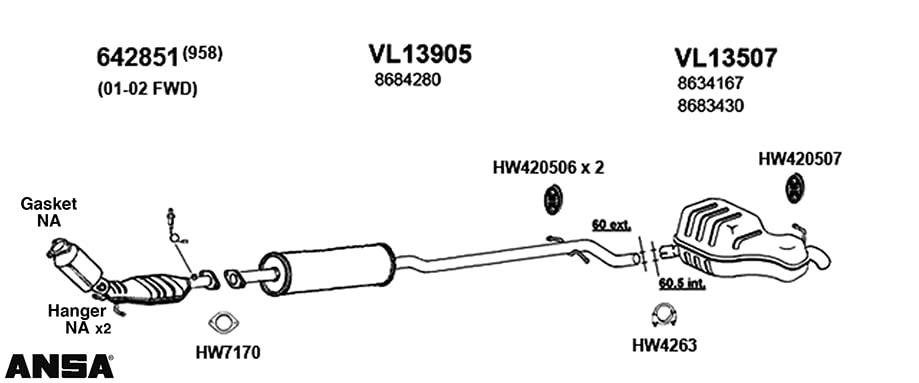 Exhaust Muffler Assembly New for V70 XC70