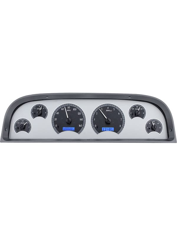 Dakota Digital VHX Analog Gauge System VHX-60C-PU-S-B Compatible with Chevy 1960-62 Pickup Truck, Silver Alloy Style, Blue Backlighting
