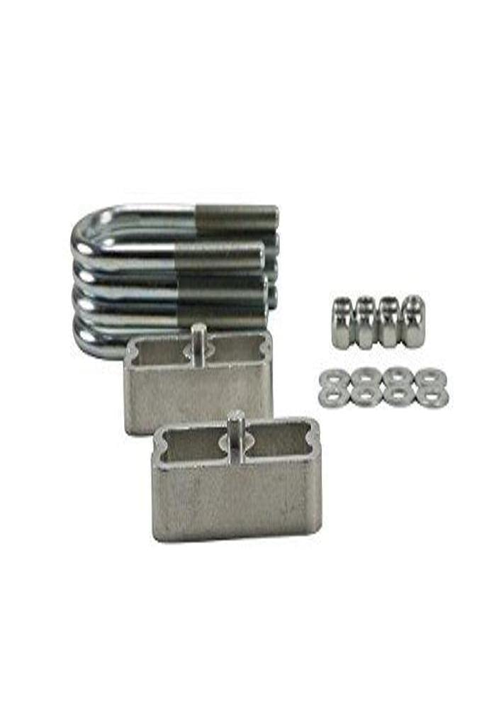 6000 Belltech Leaf Spring Block Kit, 1 in Lowering, Hardware/U-Bolts, Aluminum, Natural, 2-1/2 or 3 in Wide Leaf Springs, Kit