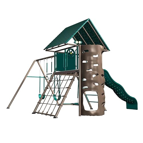 Big Stuff Lifetime Swing Set Playset with Bucket Swing and Children’s Picnic Table