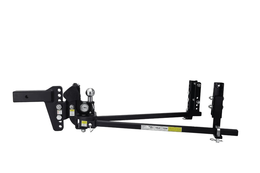 TrueTow Weigh Safe Heavyweight Distribution Hitch - Adjustable 10" Drop with 2" Shank - 18,500 lbs GTW w/Keyed Alike Hitch Pin Lock