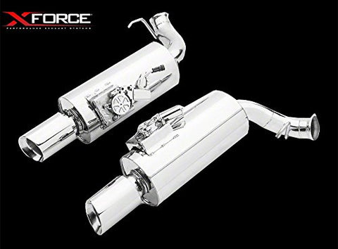 304 Stainless Steel Oval Muffler XFORCE VX9E-24325 8"x 5" x 24" East West Centre 3" centre inlet dual 2.5" Outlet