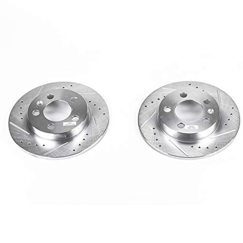 Rear Power Stop EBR657XPR Drilled & Slotted Rotor Pair For Audi TT Quattro 2000-2006 [Model Specific]