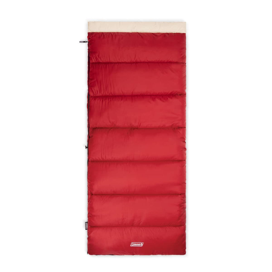 Coleman 30/40/50°F Flatlands Sleeping Bag, Made from 100% Recycled Material, Big & Tall Options, Cool-Weather Sleeping Bag for Camping, Sleepovers, Guests & More