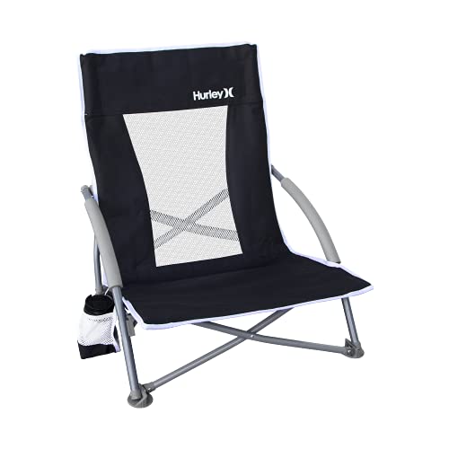 Hurley Outdoor Low Sling Folding Chair, Black