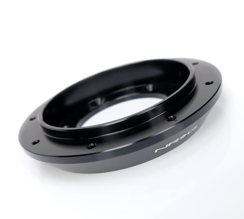 NRG Innovations Universal Steering Wheel 1/2" Spacer, 6061 Aluminum Hub Spacer w/Horn Space, 6x70mm Bolt Patterns 6 Hole to 9 Hole Adapter, Black, NRG-SRK-69BK