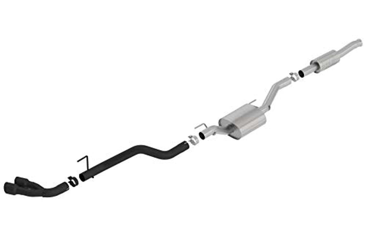 Borla ATAK 140813CB Cat-Back Exhaust System 2.75 in. Pipe 3.5 in. Tip Dual Round Angle Cut Ceramic Black Truck Side Exit T-304 Stainless Steel