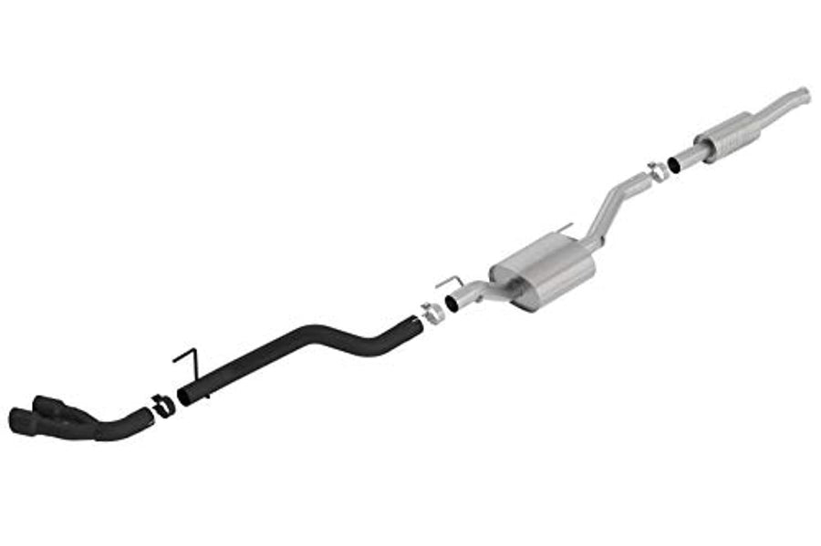 Borla ATAK 140813CB Cat-Back Exhaust System 2.75 in. Pipe 3.5 in. Tip Dual Round Angle Cut Ceramic Black Truck Side Exit T-304 Stainless Steel